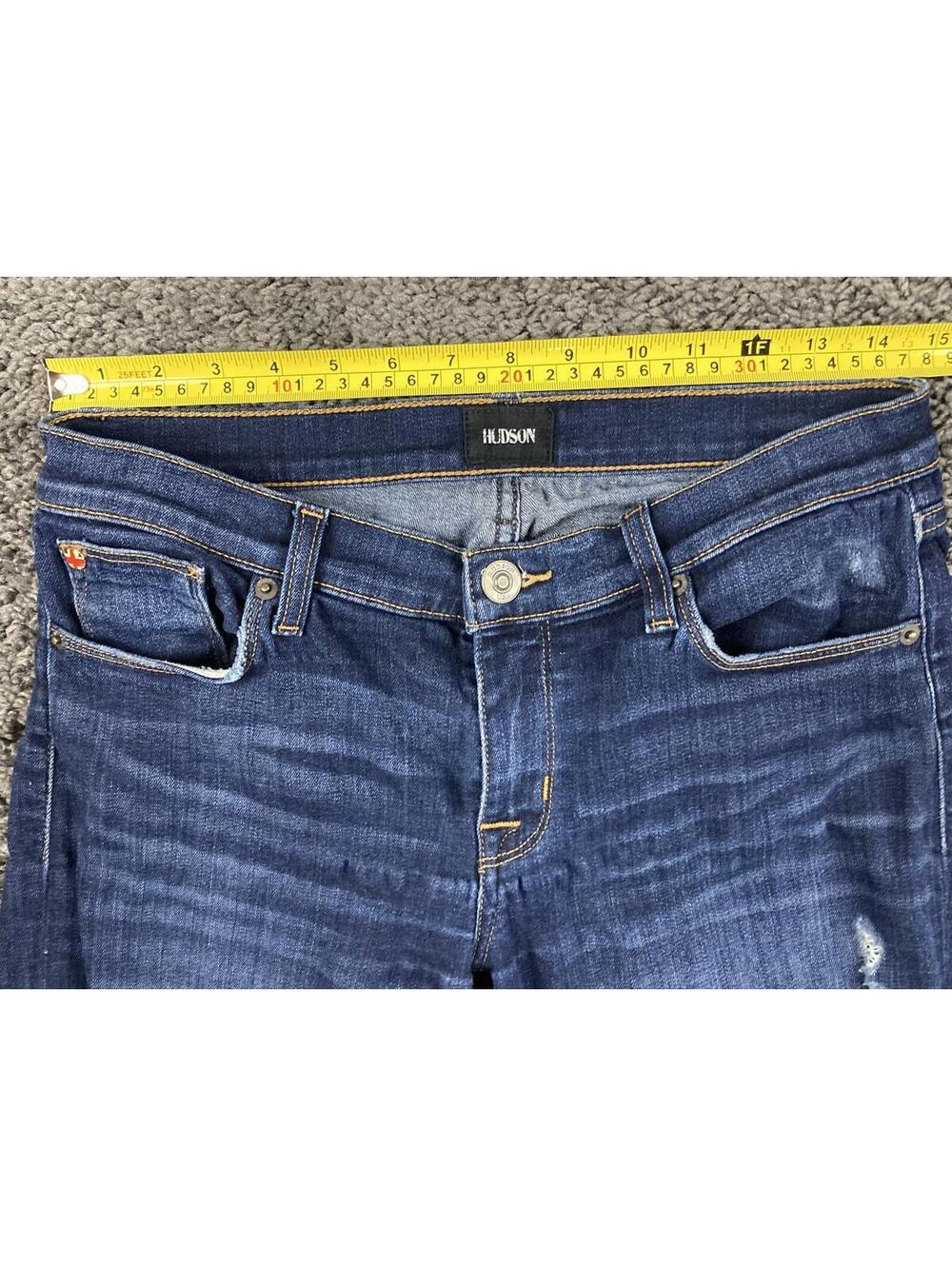 Hudson Krista Super Skinny Jeans Womens Distressed Blue Crop Ankle Stretch Sz 28 - Picture 8 of 10